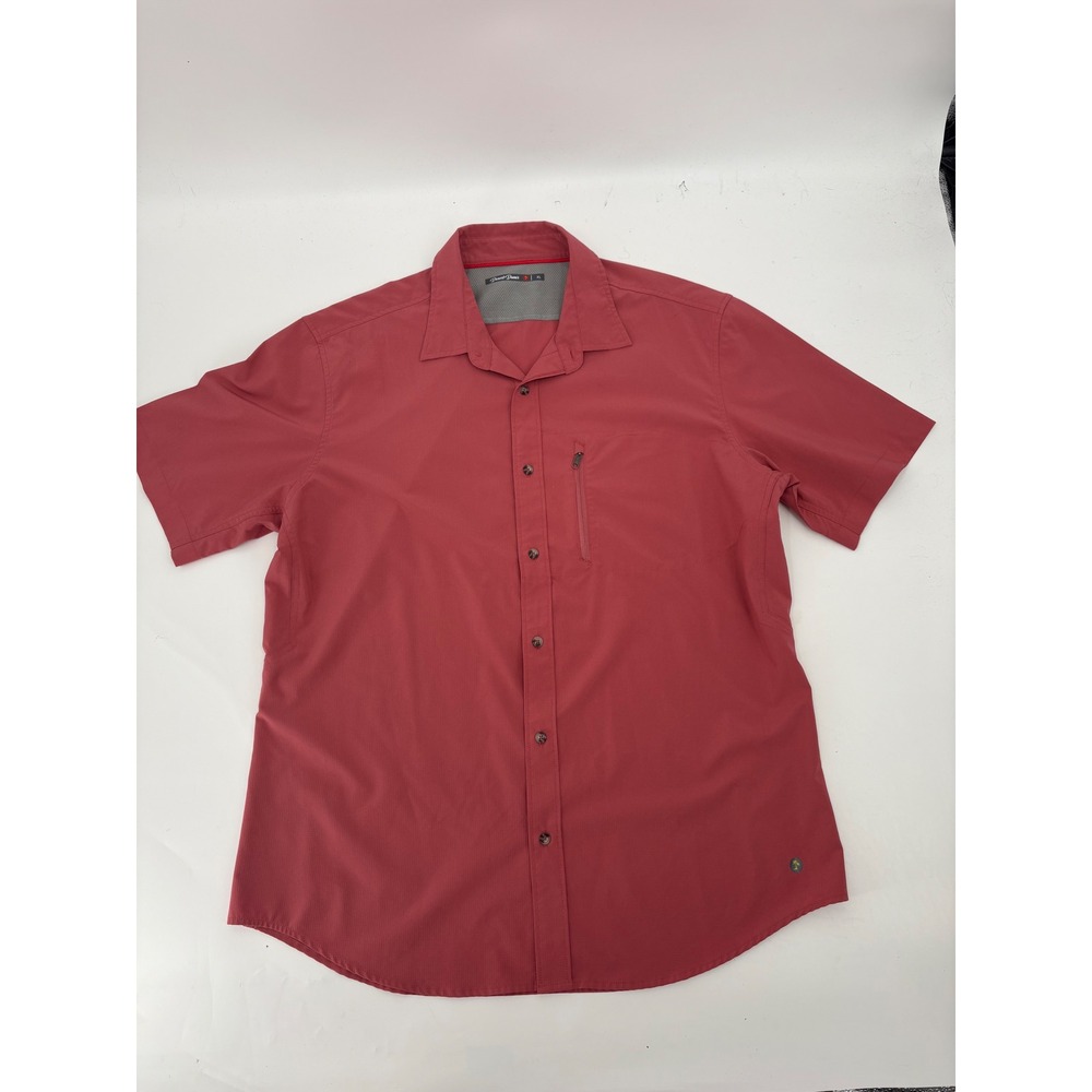 Desert Dunes Mens XL Red Ripstop Short Sleeve Button Down Hiking Shirt